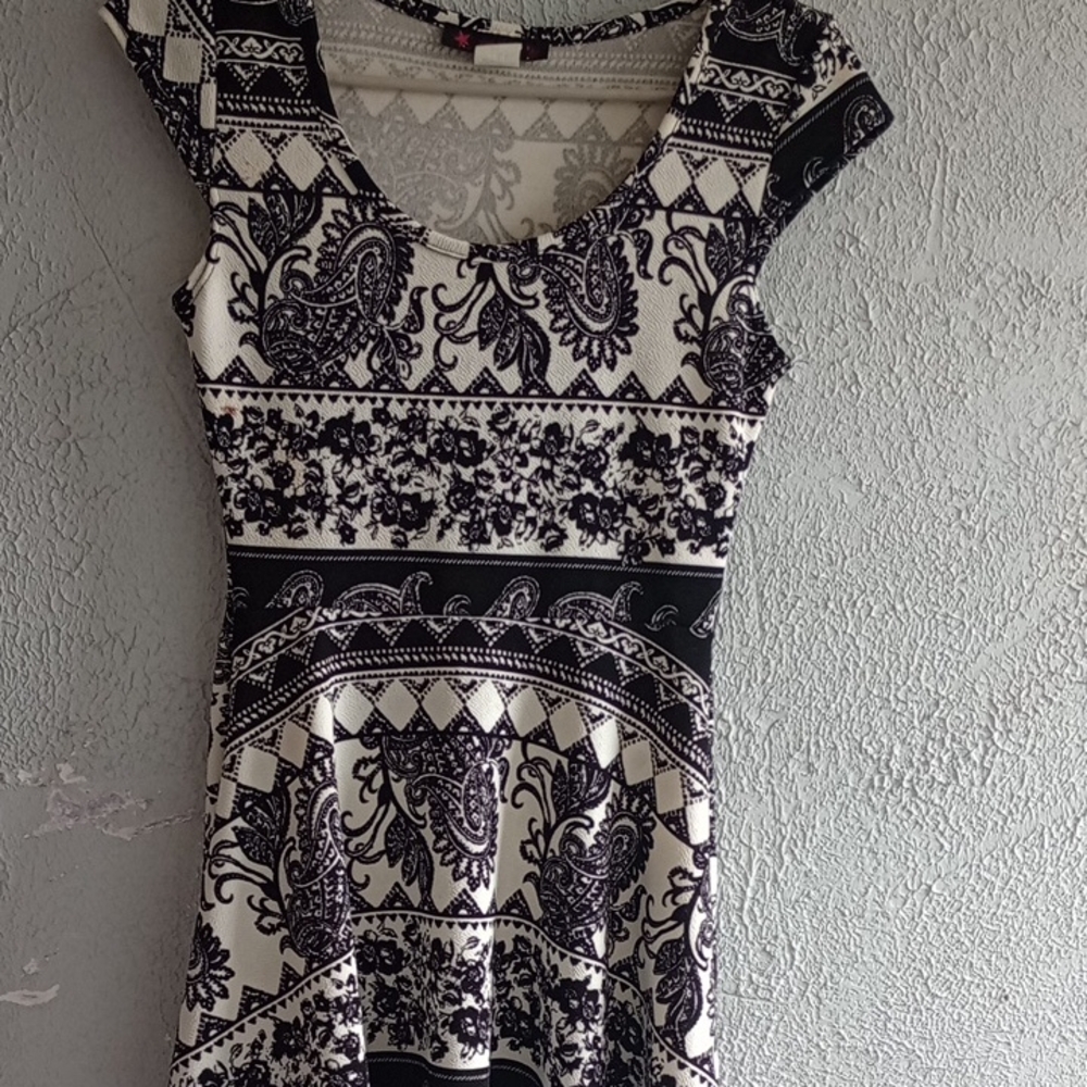 Asymmetrical Black and White Dress